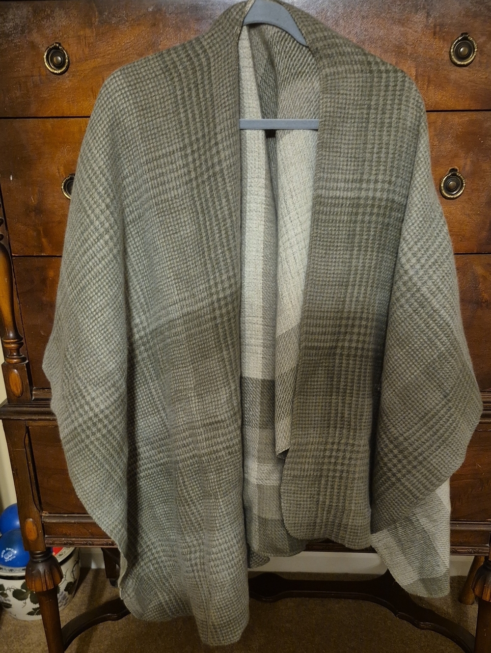Women's Sage Plaid Shawl  Wrap